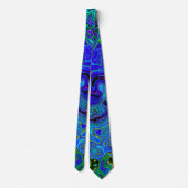 Trippy Violet Blue Abstract Retro vloeistof Stropdas (Achterkant)