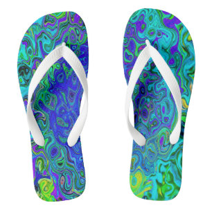 Trippy Violet Blue Abstract Retro vloeistof Teenslippers