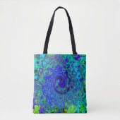 Trippy Violet Blue Abstract Retro vloeistof Tote Bag (Voorkant)