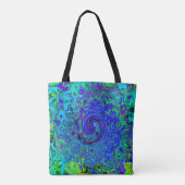 Trippy Violet Blue Abstract Retro vloeistof Tote Bag (Achterkant)