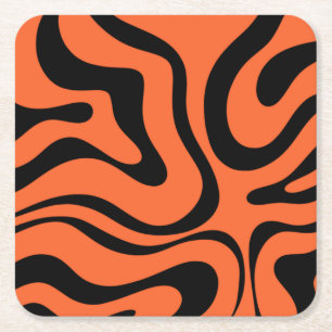 Trippy Vloeibare Draaikolk Modern Abstract Zwart O Kartonnen Onderzetters