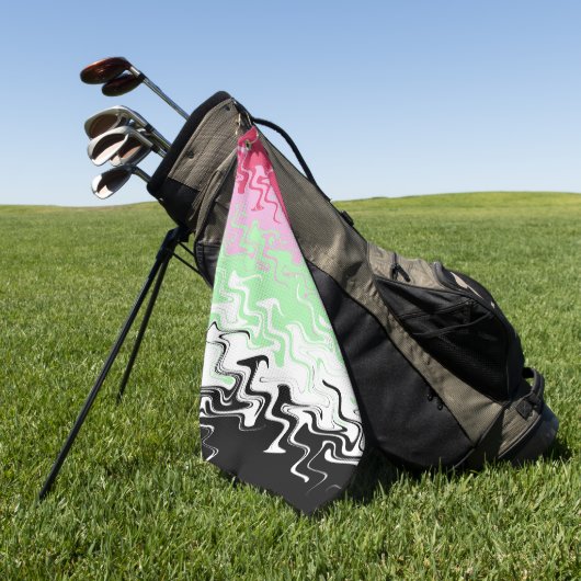 Trippy Wavy Abstract Recipromantische Pridevlag Golfhanddoek (Groen)