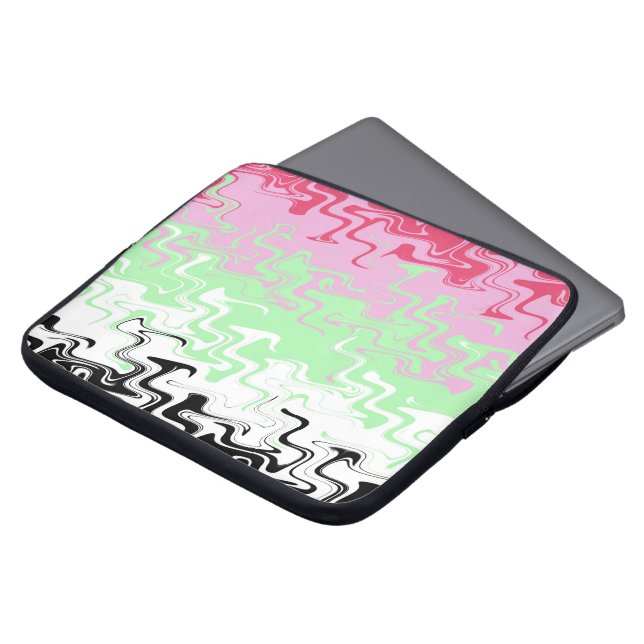 Trippy Wavy Abstract Recipromantische Pridevlag Laptop Sleeve (Voorkant top)