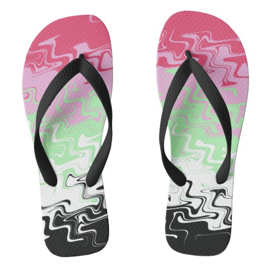 Trippy Wavy Abstract Recipromantische Pridevlag Teenslippers (Voetbed)