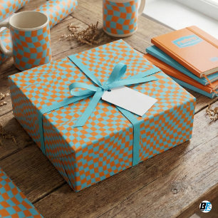 Trippy Wavy Checks   Funky 70s Optische Illusie Gi Cadeaupapier
