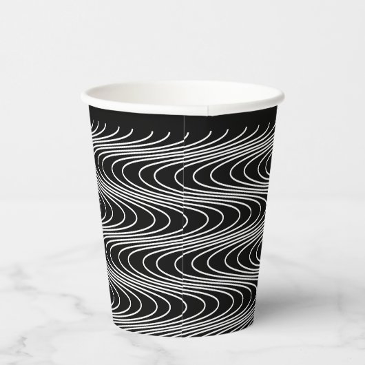 Trippy Wavy Stripes Abstract Cool Fun Black Party Papieren Bekers (Rechts)