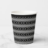 Trippy Wavy Stripes Abstract Cool Fun Black Party Papieren Bekers (Voorkant)