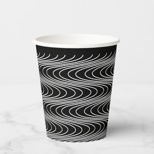 Trippy Wavy Stripes Abstract Cool Fun Black Party Papieren Bekers (Voorkant)