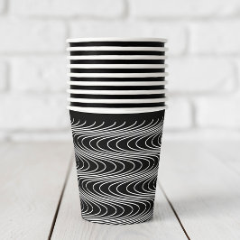 Trippy Wavy Stripes Abstract Cool Fun Black Party Papieren Bekers