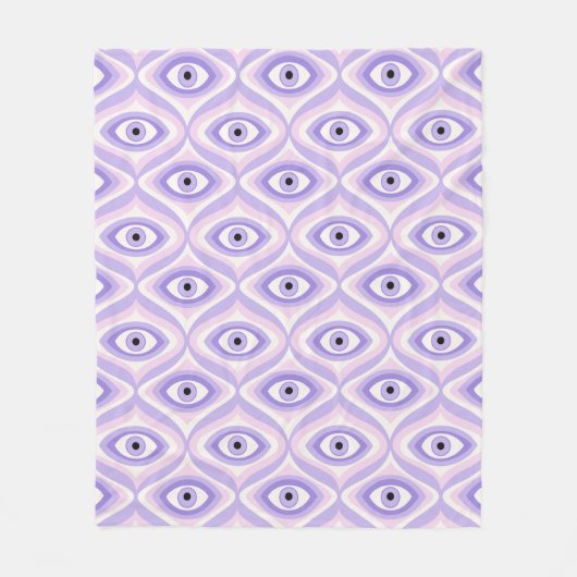 Trippy Weird Eye Pattern - Pastel Paarse en roze Fleece Deken (Voorkant)