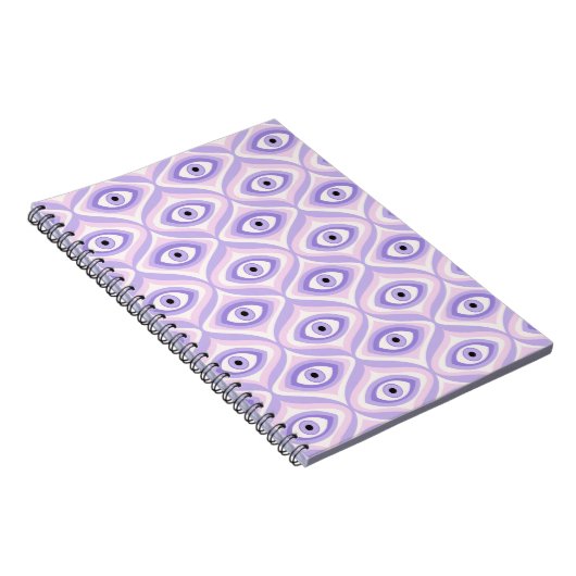 Trippy Weird Eye Pattern - Pastel Paarse en roze Notitieboek (Rechterzijde)