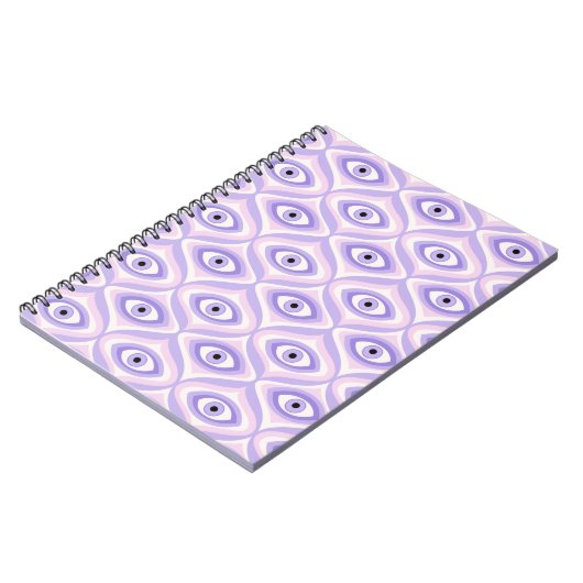 Trippy Weird Eye Pattern - Pastel Paarse en roze Notitieboek (Linkerzijde)