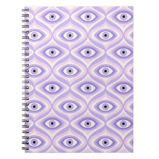 Trippy Weird Eye Pattern - Pastel Paarse en roze Notitieboek (Voorkant)