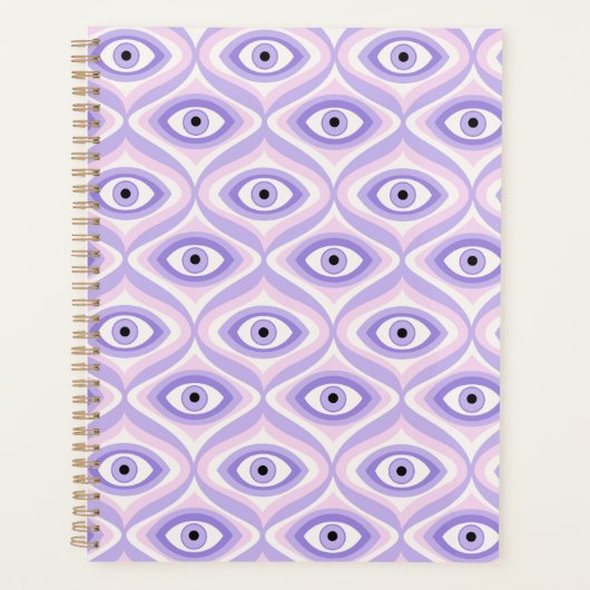 Trippy Weird Eye Pattern - Pastel Paarse en roze Planner (Voorkant)