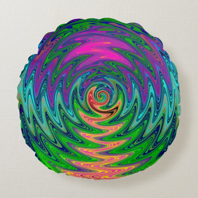 Trippy Wervelende Regenboog  Rond Kussen (Voorkant)