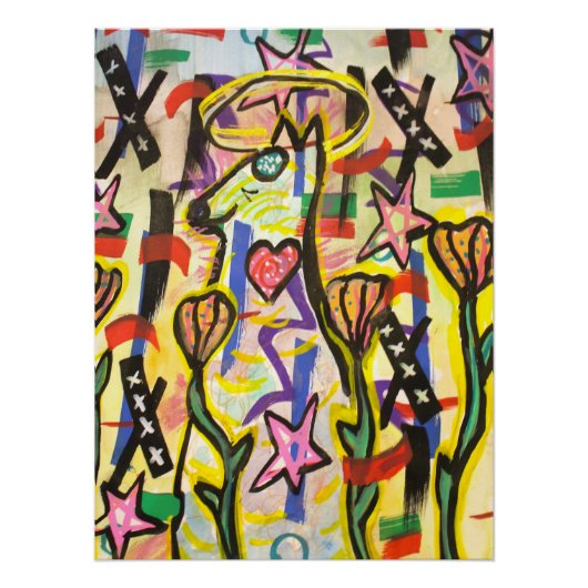 Trippy Whimsical Spiritual Dog Poster| Luke Angel Perfect Poster (Voorkant)