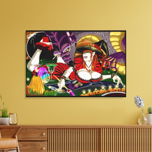 Trippy Witch Stretched Canvas Art Prints (Insitu (Woonkamer))