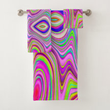 Trippy Yellow en roze Abstracte Groovy Retro Art