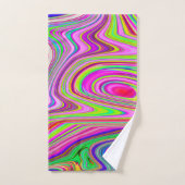 Trippy Yellow en roze Abstracte Groovy Retro Art Bad Handdoek (Handdoek)