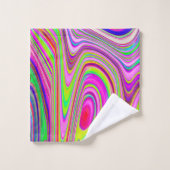Trippy Yellow en roze Abstracte Groovy Retro Art Bad Handdoek (Wasdoekje)
