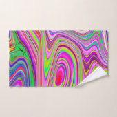 Trippy Yellow en roze Abstracte Groovy Retro Art Bad Handdoek (Handdoek)
