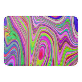 Trippy Yellow en roze Abstracte Groovy Retro Art Badmat