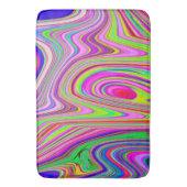 Trippy Yellow en roze Abstracte Groovy Retro Art Badmat (Voorkant Verticaal)