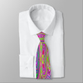 Trippy Yellow en roze Abstracte Groovy Retro Art Stropdas (Gebonden)