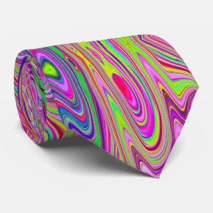 Trippy Yellow en roze Abstracte Groovy Retro Art Stropdas