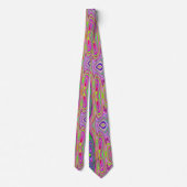 Trippy Yellow en roze Abstracte Groovy Retro Art Stropdas (Achterkant)