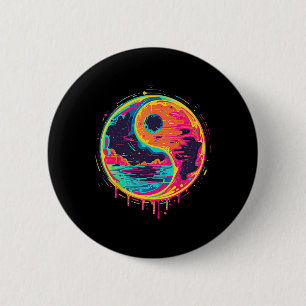 Trippy Yin Yang Zen Kosmisch Yoga Design Vaporwave Ronde Button 5,7 Cm