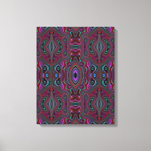 Trippy zeegroen en magenta abstract patroon canvas afdruk (Voorkant)