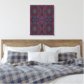Trippy zeegroen en magenta abstract patroon canvas afdruk (Insitu (Slaapkamer))