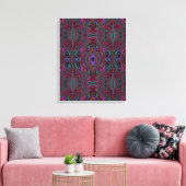 Trippy zeegroen en magenta abstract patroon canvas afdruk (Insitu (Woonkamer))