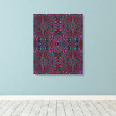 Trippy zeegroen en magenta abstract patroon canvas afdruk (Insitu (Houten vloer))