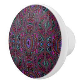Trippy zeegroen en magenta abstract patroon keramische knop