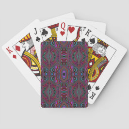 Trippy zeegroen en magenta abstract patroon pokerkaarten