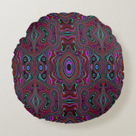 Trippy zeegroen en magenta abstract patroon rond kussen