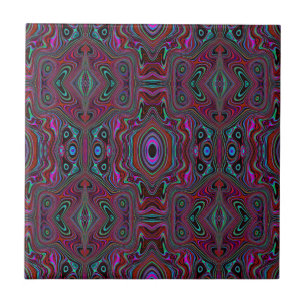 Trippy zeegroen en magenta abstract patroon tegeltje