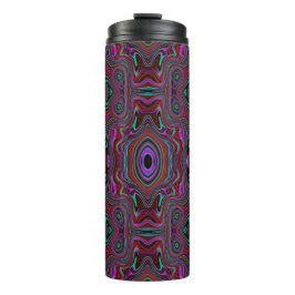 Trippy zeegroen en magenta abstract patroon thermosbeker