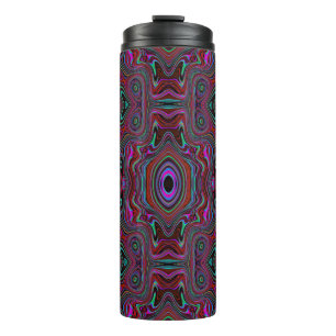 Trippy zeegroen en magenta abstract patroon thermosbeker