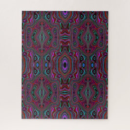 Trippy zeegroene en magenta abstract patroon legpuzzel