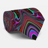 Trippy zeegroene en magenta abstracte patroon stropdas (Opgerold)