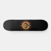 Trippy zon, retro zon, zon met meisje gezicht persoonlijk skateboard (Horizontaal)