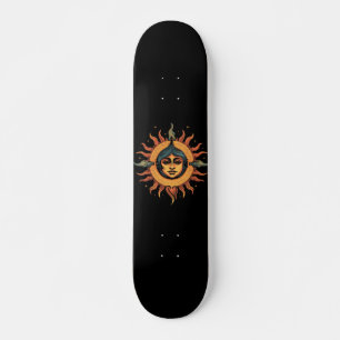 Trippy zon, retro zon, zon met meisje gezicht persoonlijk skateboard