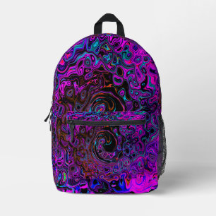 Trippy Zwart en Magenta Retro Vloeibare Draaikolk Bedrukte Rugzak
