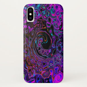 Trippy Zwart en Magenta Retro Vloeibare Draaikolk Case-Mate iPhone Case