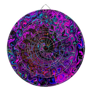 Trippy Zwart en Magenta Retro Vloeibare Draaikolk Dartbord