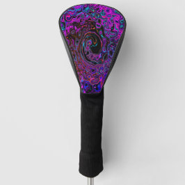 Trippy Zwart en Magenta Retro Vloeibare Draaikolk Golfheadcover