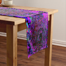 Trippy Zwart en Magenta Retro Vloeibare Draaikolk Korte Tafelloper